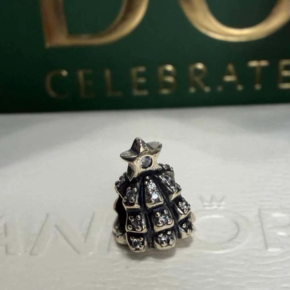 Pandora Silver Christmas Tree With CZ Accents Charm - Picture 3 of 5